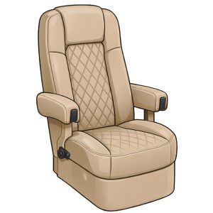 RV captain chair seat without footrest used for custom RV seat covers