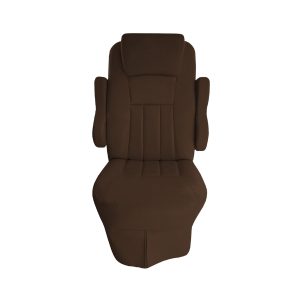 Front view of brown cotton seat cover for 2016 Tiffin Allegro Open Road RV captain's chair