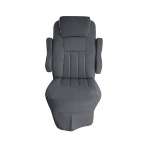 Front view of charcoal cotton seat cover for 2016 Tiffin Allegro Open Road RV captain's chair