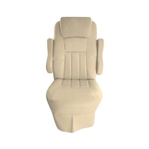 Front view of sand cotton seat cover for 2016 Tiffin Allegro Open Road RV captain's chair