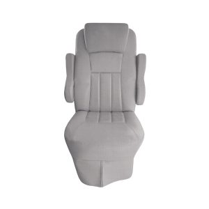 Front view of silver cotton seat cover for 2016 Tiffin Allegro Open Road RV captain's chair