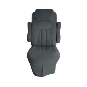 Front view of charcoal velvet seat cover for 2016 Tiffin Allegro Open Road RV captain's chair