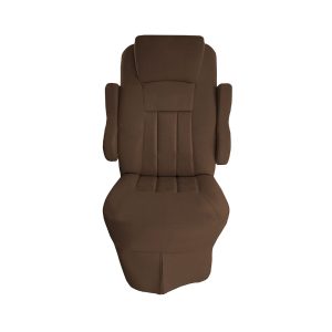 Front view of dark brown velvet seat cover for 2016 Tiffin Allegro Open Road RV captain's chair