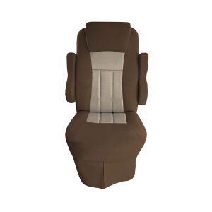 Front view of dark brown velvet seat cover with sand insert for 2016 Tiffin Allegro Open Road RV captain's chair