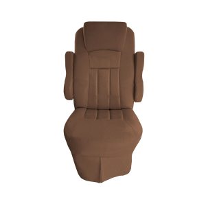 Front view of light brown velvet seat cover for 2016 Tiffin Allegro Open Road RV captain's chair