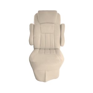 Front view of alabaster vinyl seat cover for 2016 Tiffin Allegro Open Road RV captain's chair