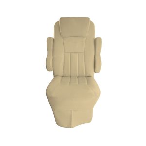 Front view of light ivory vinyl seat cover for 2016 Tiffin Allegro Open Road RV captain's chair