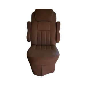 Front view of ranch tan vinyl seat cover for 2016 Tiffin Allegro Open Road RV captain's chair
