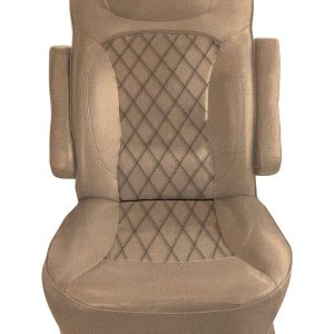 Tan vinyl RV captain’s chair cover with diamond stitch insert for 2018 Jayco Precept