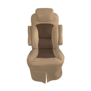 Tan with Brown insert cotton slip-on RV captain's chair cover for 2018 Jayco Precept