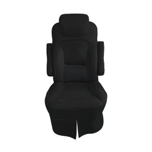 Black cotton slip-on RV captain's chair cover for 2018 Jayco Precept
