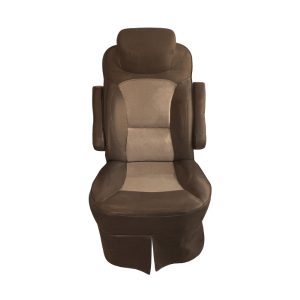 Dark brown with tan insert velvet slip-on RV captain's chair cover for 2018 Jayco Precept