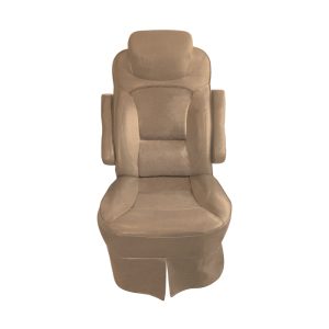 Tan velvet slip-on RV captain's chair cover for 2018 Jayco Precept