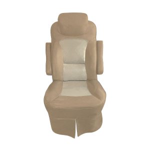 Tan vinyl RV captain’s chair cover with alabaster insert for 2018 Jayco Precept