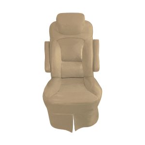 Tan vinyl slip-on RV captain's chair cover for 2018 Jayco Precept