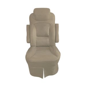 Pebble solid color vinyl slip-on RV captain’s chair cover with full skirt and armrest coverage