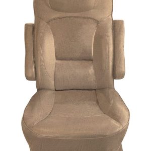 Tan vinyl RV captain’s chair cover with OEM-style insert for 2018 Jayco Precept