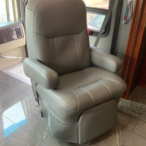 2018 Holiday Rambler Endeavor seat cover installed captain chair gray RV seat cover custom fit