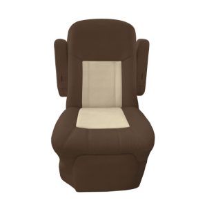 Brown and sand two tone cotton RV captain chair seat cover for Class A motorhome interior