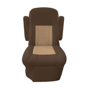 Brown and tan two tone cotton RV seat cover for captain chairs in luxury motorhomes
