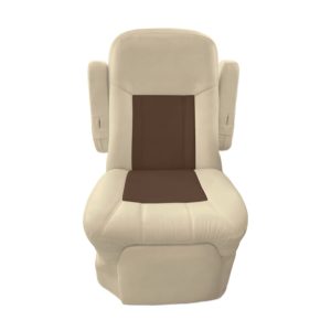 Sand and brown two tone cotton RV captain chair seat cover for motorhome seating