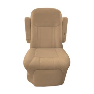 Tan cotton RV captain chair seat cover for luxury motorhome interiors