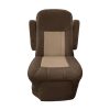 Dark brown and tan velour two tone RV captain chair seat cover for motorhome interior upgrade