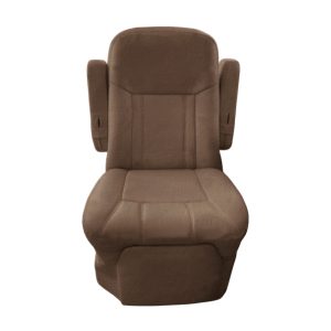 Brown velvet RV captain chair seat cover with soft interior finish