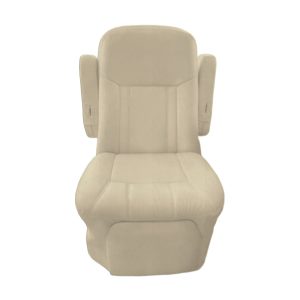 Alabaster vinyl RV captain chair seat cover with clean OEM motorhome interior look