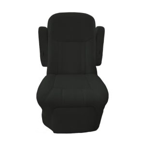 Graphite vinyl RV seat cover for captain chairs with modern motorhome interior style