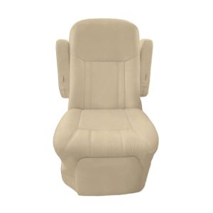 Light ivory vinyl RV captain chair seat cover for bright and clean motorhome interiors