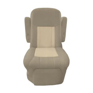Pebble and light ivory two tone vinyl RV captain chair seat cover with OEM style finish