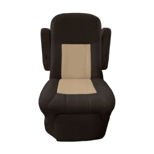 Walnut and tan two tone vinyl RV captain chair seat cover for motorhome interiors