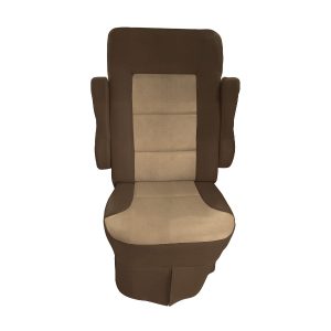 Brown and tan two tone cotton RV seat cover for 2010-2011 Tiffin Allegro Open Road captain chairs