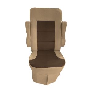 Tan and brown two tone cotton RV seat cover for 2010-2011 Tiffin Allegro Open Road captain chairs