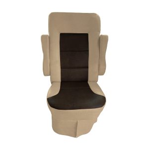 Tan and walnut two tone leatherette RV seat cover for 2010-2011 Tiffin Allegro Open Road captain chairs