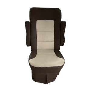 Walnut and alabaster two tone leatherette RV seat cover for 2010-2011 Allegro Open Road captain seats