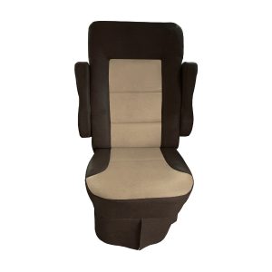 Walnut and tan two tone leatherette RV seat cover for 2010-2011 Tiffin Allegro Open Road captain chairs