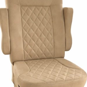 2012 to 2015 Tiffin Allegro RED RV captain chair seat cover diamond stitch tan vinyl front view