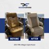 Before and after RV seat cover installation on 2013 Tiffin Allegro Open Road captain chair with diamond stitch vinyl