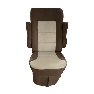 Dark brown and sand two tone velvet RV seat cover for Allegro Open Road captain chairs
