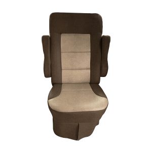 Dark brown and tan two tone velvet RV seat cover with insert for Tiffin Allegro Open Road