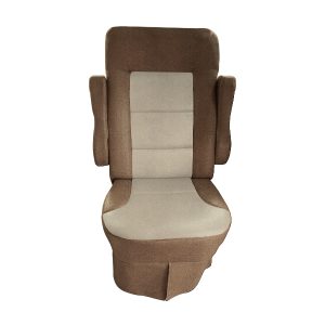 Light brown and sand two tone velvet RV seat cover for Allegro Open Road captain chairs