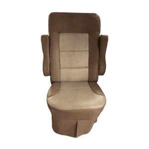 Light brown and tan two tone velvet RV seat cover for Tiffin Allegro Open Road captain chairs
