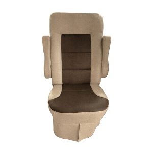 Tan and dark brown two tone velvet RV seat cover for Tiffin Allegro Open Road captain chairs